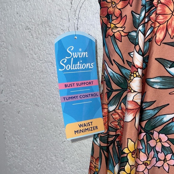 Swim Solutions Women's Tummy-Control Empire-Waist Swimdress 10 - Picture 8 of 8